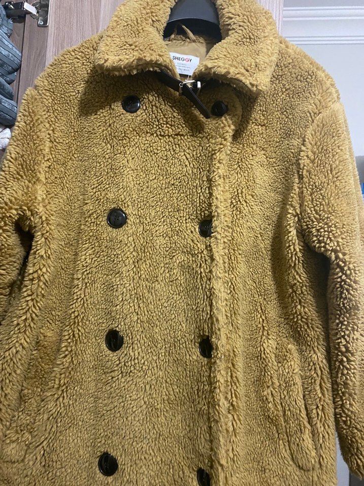 Kahverengi Midi Kadın Peluş Kaban - Görsel 3