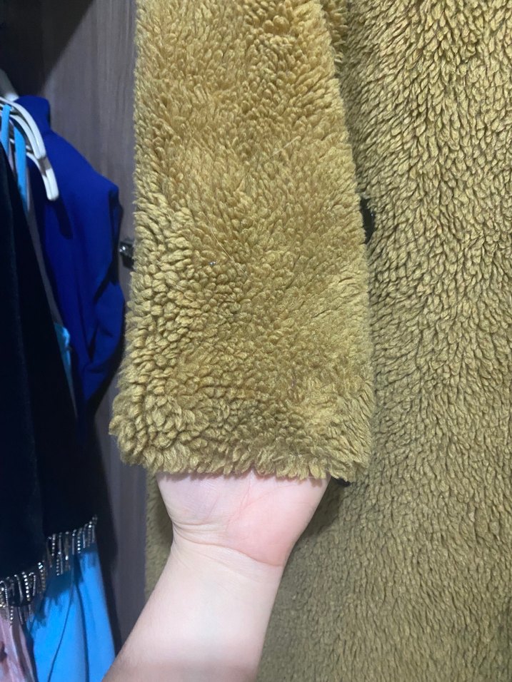 Kahverengi Midi Kadın Peluş Kaban - Görsel 4