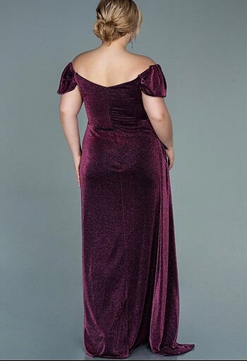 Kayık Yaka Simli Abiye - Görsel 2