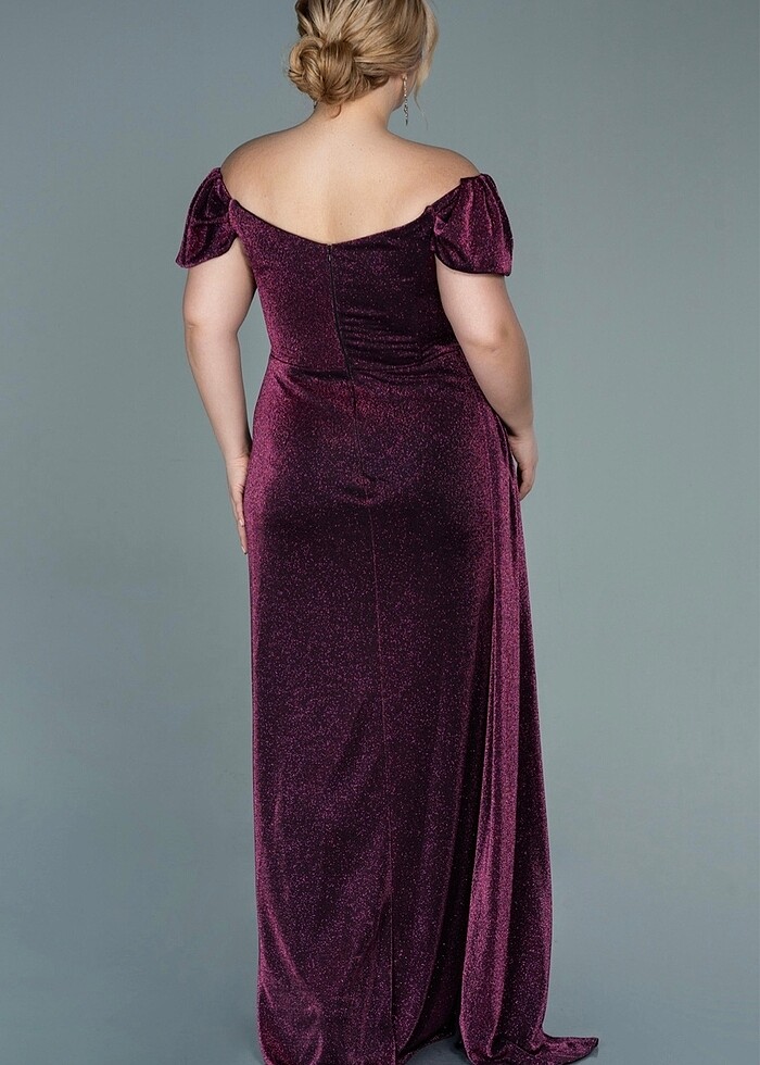 Kayık Yaka Simli Abiye - Görsel 2