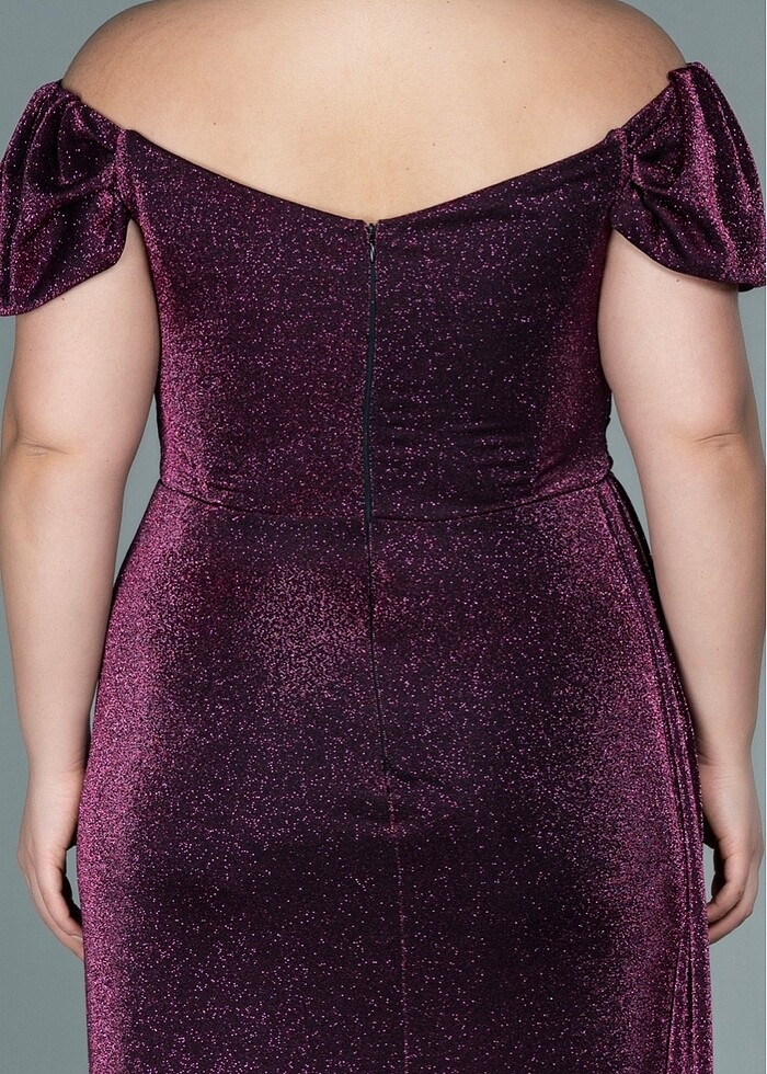 Kayık Yaka Simli Abiye - Görsel 4