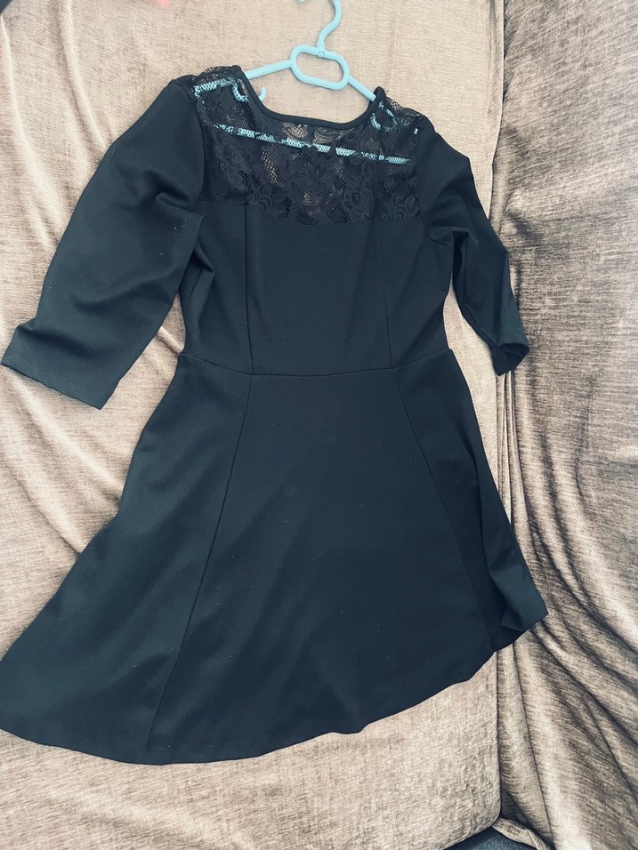 Dantel Detaylı Siyah Midi Uzun Kollu Elbise - Görsel 4