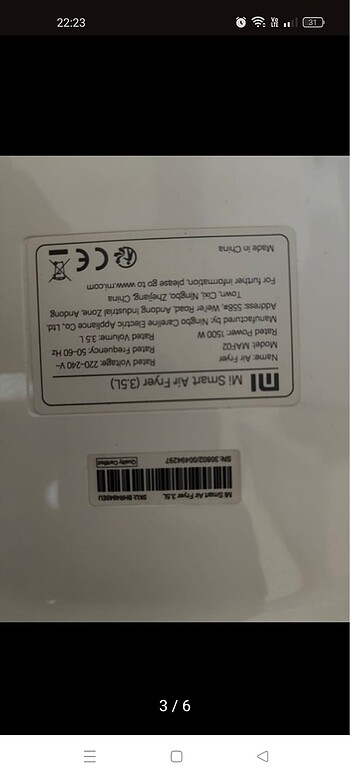 Beden Xiaomi airfry
