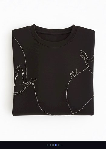 s Beden siyah Renk Siyah Kadın Oversize Sweatshirt