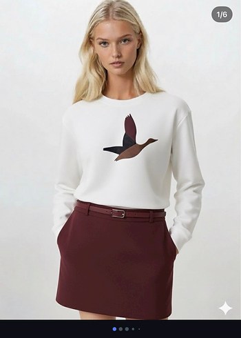 Baskılı Beyaz Sweatshirt