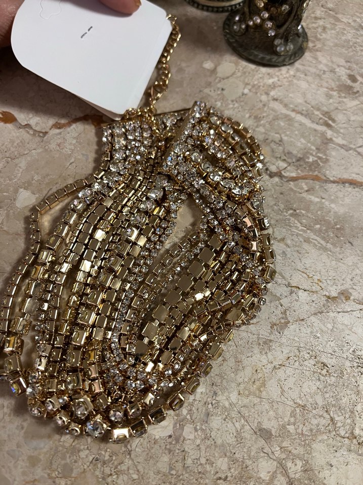 Altın Renkli Parlak Kadın choker - Görsel 5