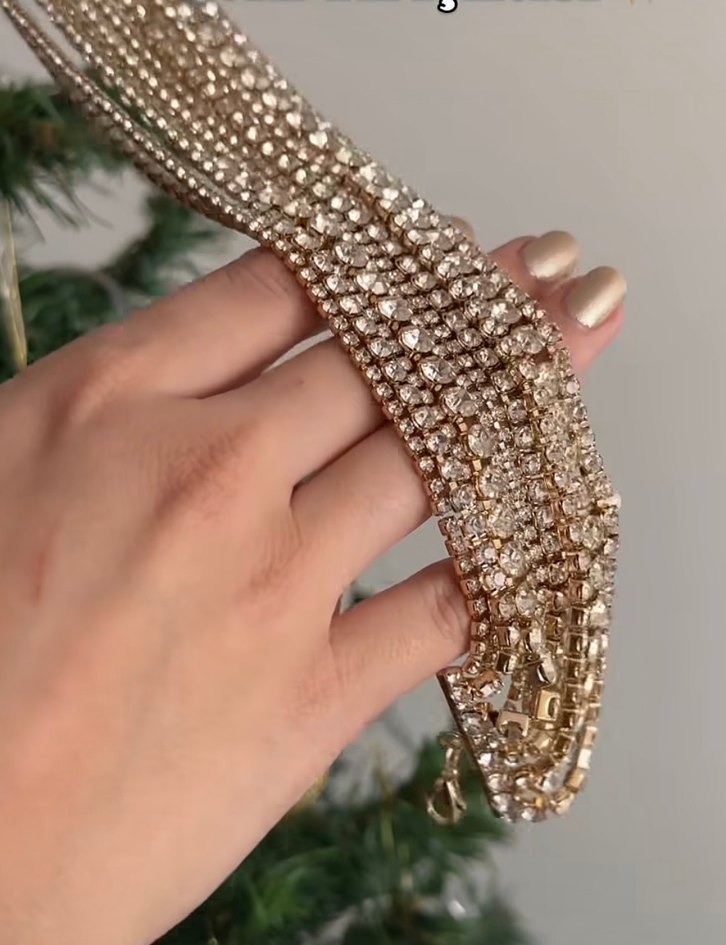 Altın Renkli Parlak Kadın choker - Görsel 2