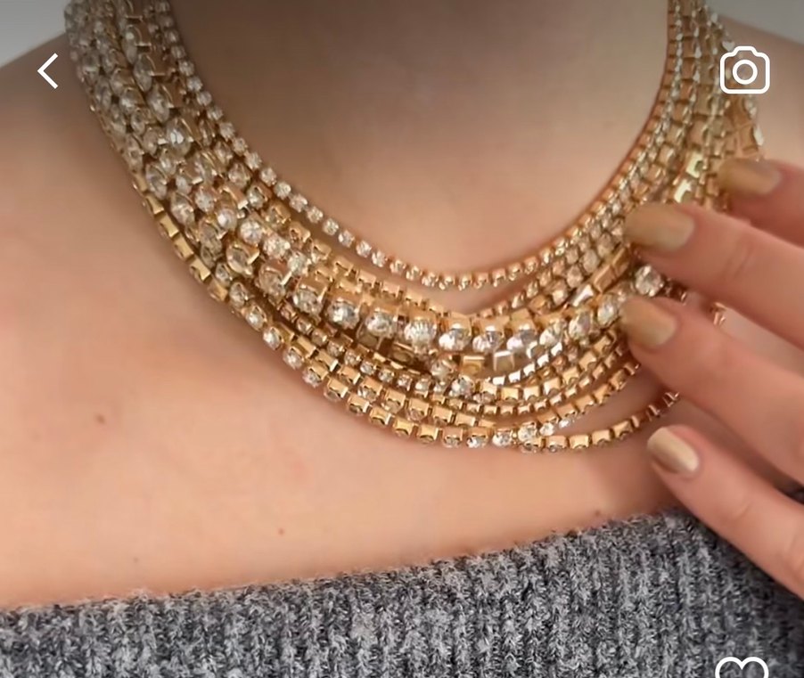 Taşlı choker rodyum kaplama Zara model - Görsel 2