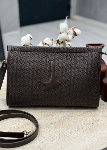 Kahverengi Deri Nakışlı Kadın Çanta - Görsel 3