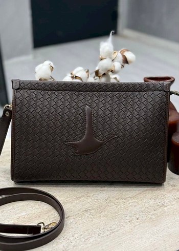 Kahverengi Deri Nakışlı Kadın Çanta - Görsel 5