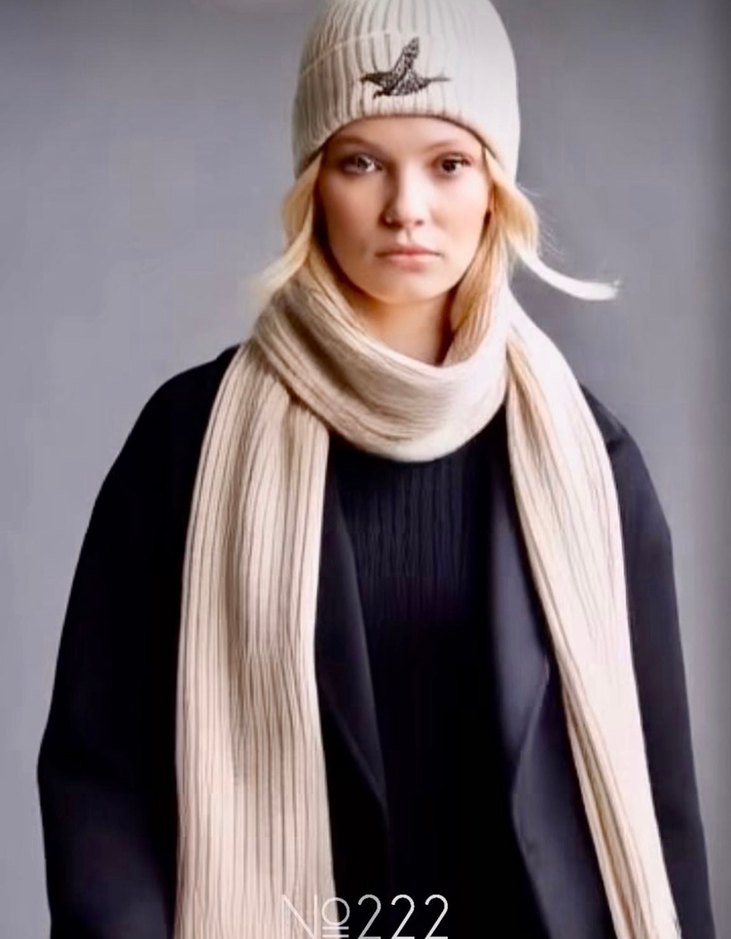 Bej Örgü Kadın Yün Bere/atkı - Görsel 2