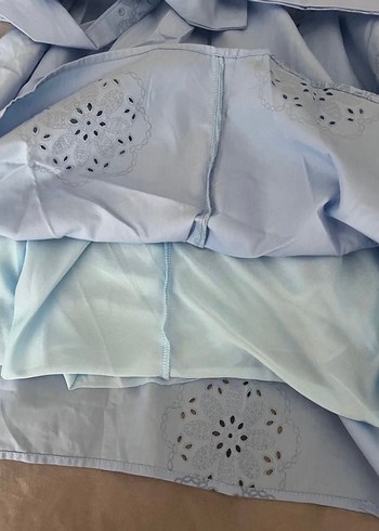 Nakışlı Mavi Bohem Midi Kadın Elbise - Görsel 6