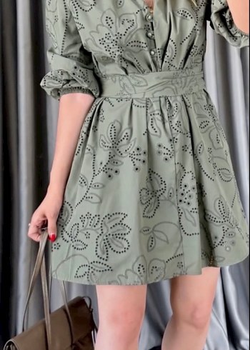 Nakışlı Kemerli  Kadın Elbise - Görsel 3