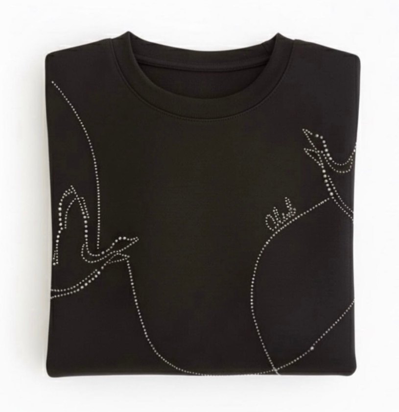 Nakışlı Siyah Kadın Sweatshirt - Görsel 2