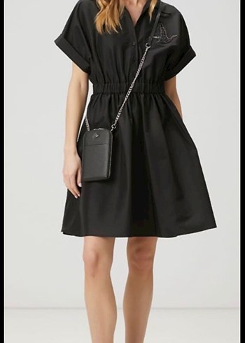 Kemerli Siyah Mini  Günlük Elbise - Görsel 5