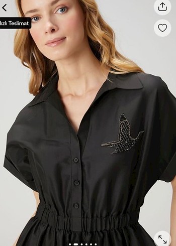 Siyah Kemerli V Yaka Mini Elbise - Görsel 6