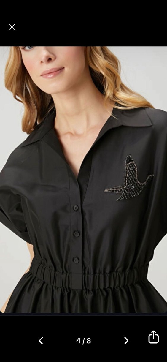 Siyah Kemerli V Yaka Mini Elbise - Görsel 2