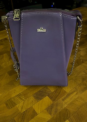 Elle Zincir Detaylı Mor Deri Kadın Çanta - Görsel 2
