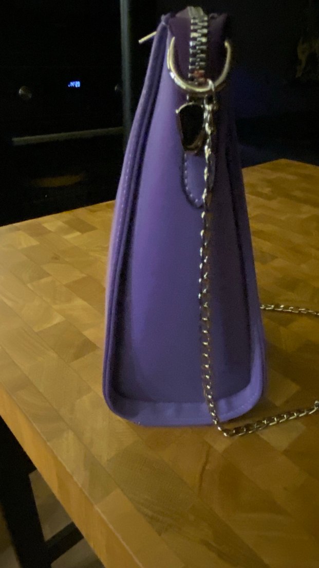 Elle Zincir Detaylı Mor Deri Kadın Çanta - Görsel 4