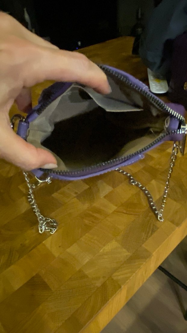 Elle Zincir Detaylı Mor Deri Kadın Çanta - Görsel 5