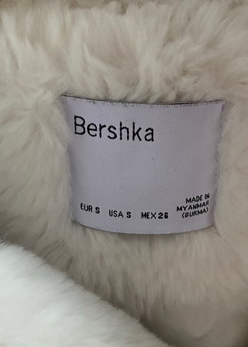 Bershka Kapüşonlu Beyaz Peluş Mont - Görsel 6