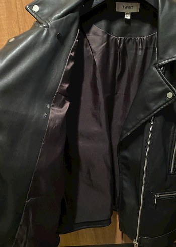 Twist Siyah Deri Ceket - Görsel 6