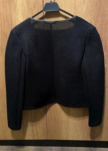 Batik Deri Detaylı Siyah Fermuarlı Kadın Ceket - Görsel 3