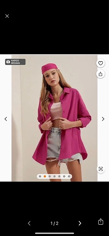 Koyu pembe fuşya oversize gömlek