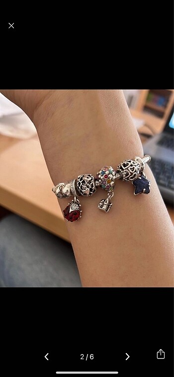 Pandora kalp klipsli gümüş bileklik 17 cm
