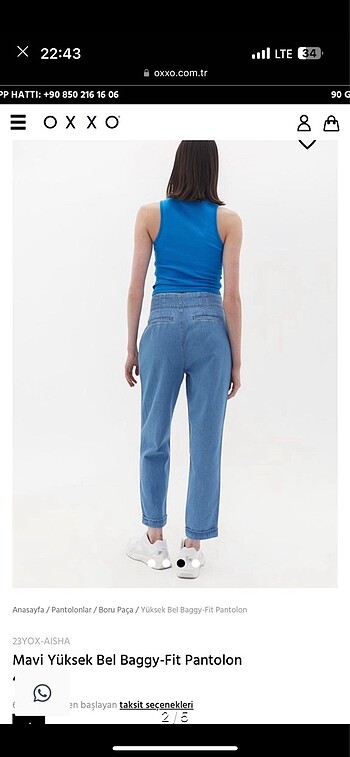 Oxxo yüksek bel boru paça pantolon - Görsel 2