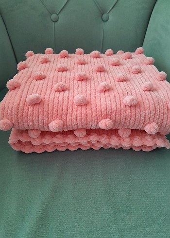 Pembe Örgü tomurcuklu bebek battaniyesi - Görsel 4