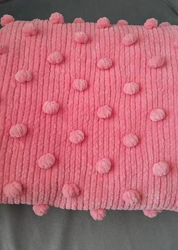 Pembe Örgü tomurcuklu bebek battaniyesi - Görsel 3