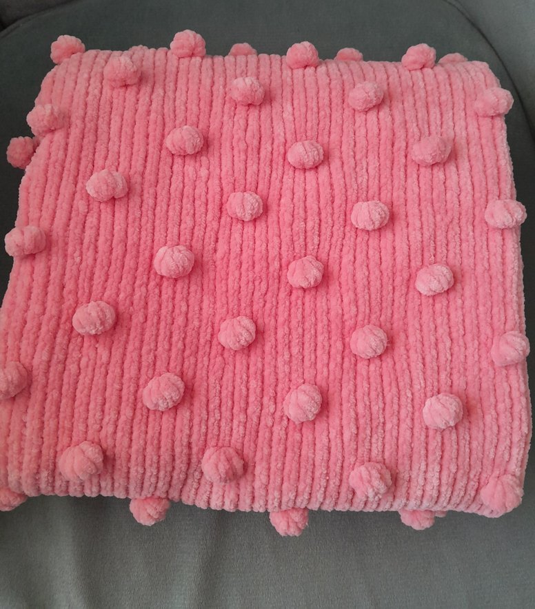 Pembe Örgü tomurcuklu bebek battaniyesi - Görsel 3