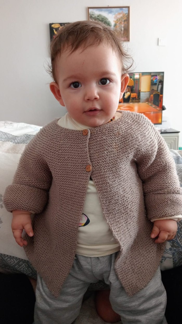 Bej Renkli Örgü Kız Çocuk Hırka - Görsel 3