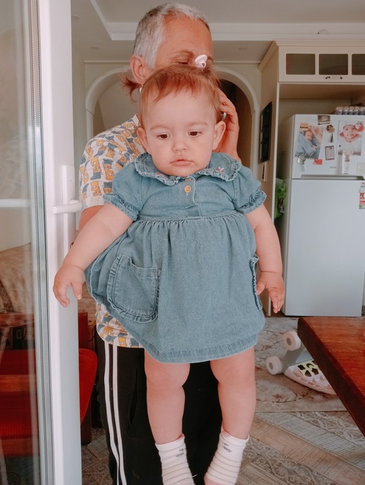 Kız Çocuk Denim Elbise Kol Detaylı - Görsel 3