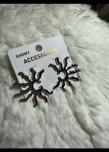 Gümüş renk yarım güneş küpe - Görsel 3