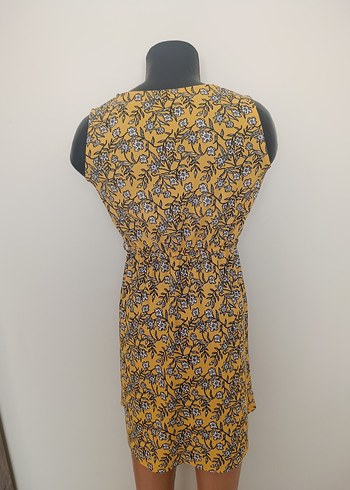 Sarı Çiçek Desenli Salaş Midi Elbise - Görsel 2