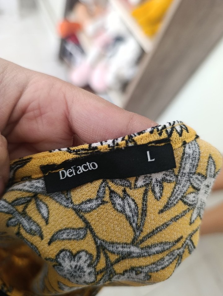 Sarı Çiçek Desenli Salaş Midi Elbise - Görsel 3