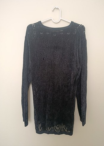 Siyah Örgü Uzun Kollu Salaş Kazak - Görsel 3