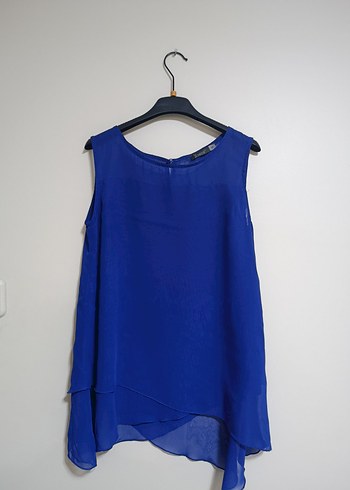 Mavi Kolsuz Mini Bluz - Görsel 3