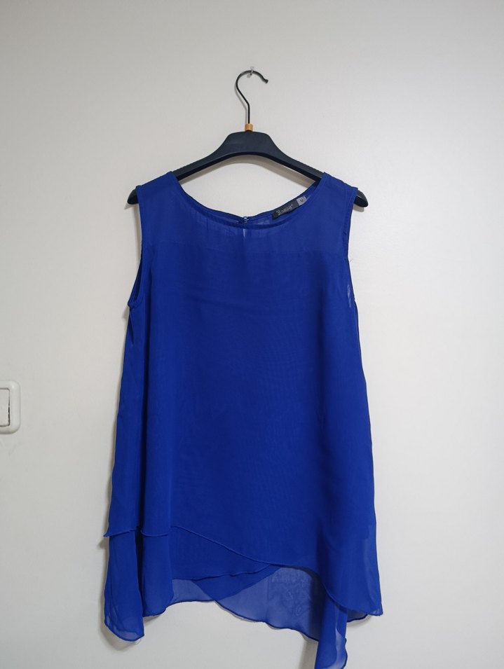 Mavi Kolsuz Mini Bluz - Görsel 3