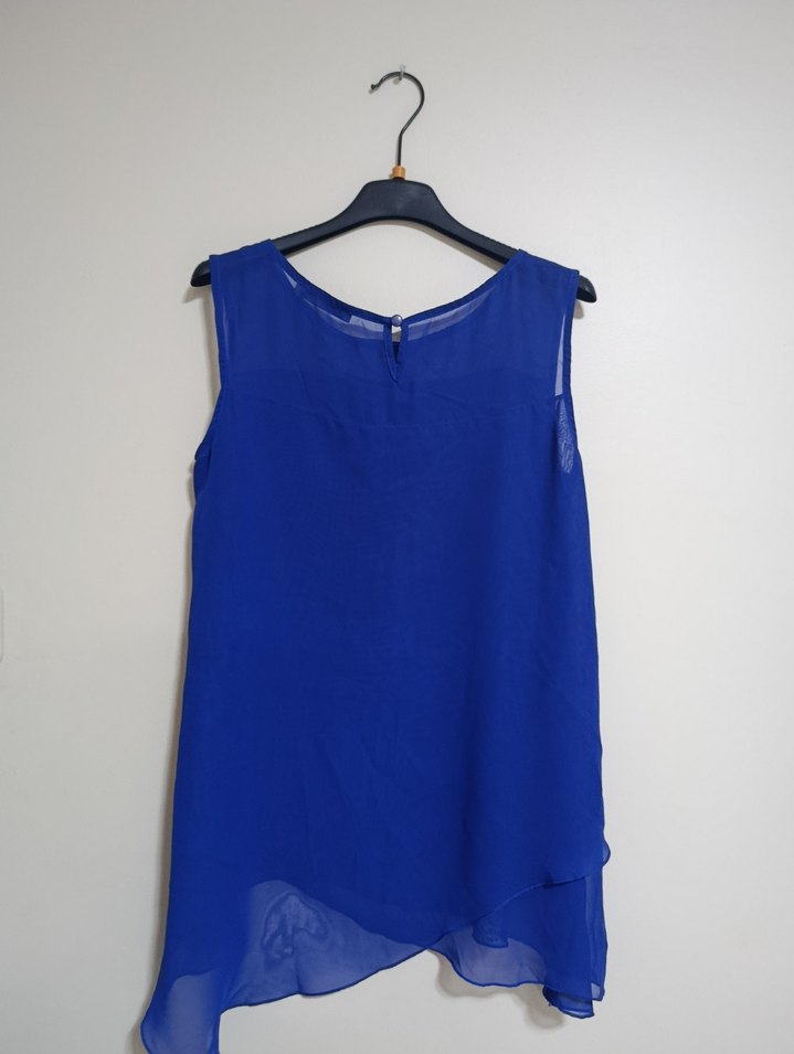 Mavi Kolsuz Mini Bluz - Görsel 4