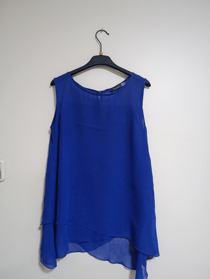 Mavi Kolsuz Mini Bluz - Görsel 2