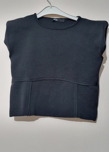 Siyah Kısa Crop Top Fitted Kesim - Görsel 5