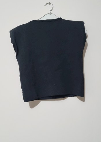 s Beden Siyah Kısa Crop Top Fitted Kesim