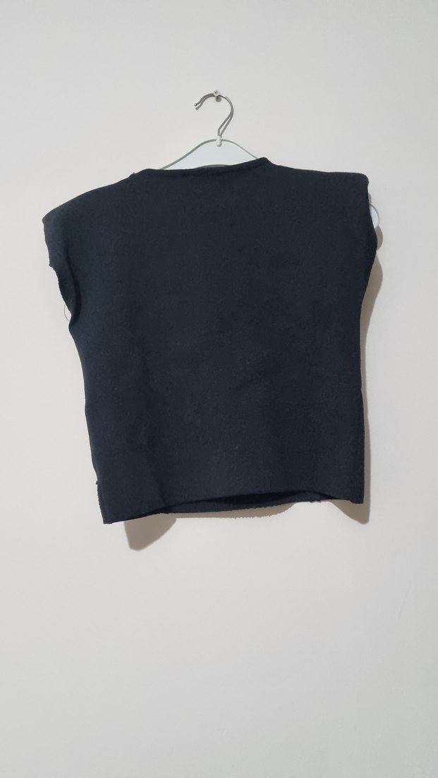 Siyah Kısa Crop Top Fitted Kesim - Görsel 4