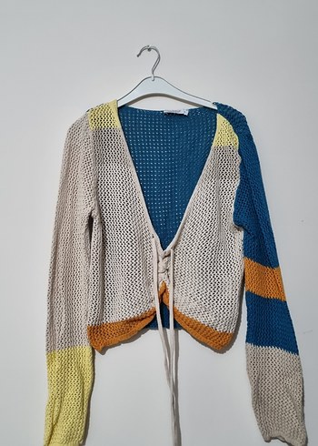 Renkli Örgü Kadın Kazak - Görsel 5