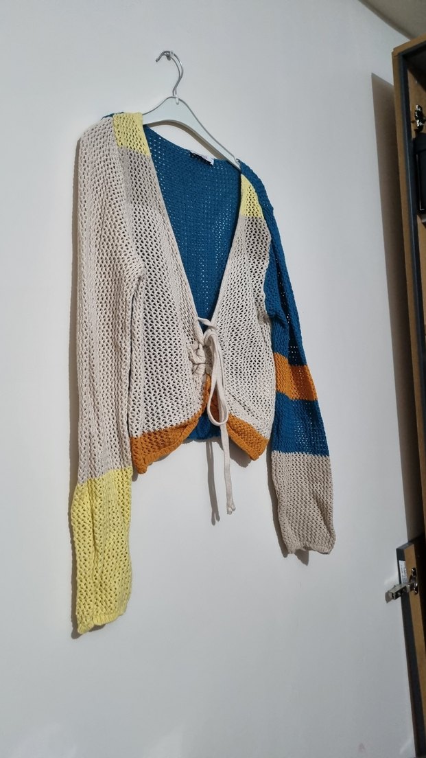 Renkli Örgü Kadın Kazak - Görsel 3