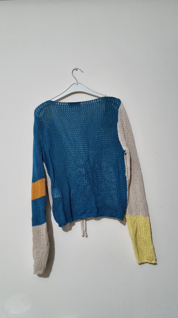 Renkli Örgü Kadın Kazak - Görsel 2