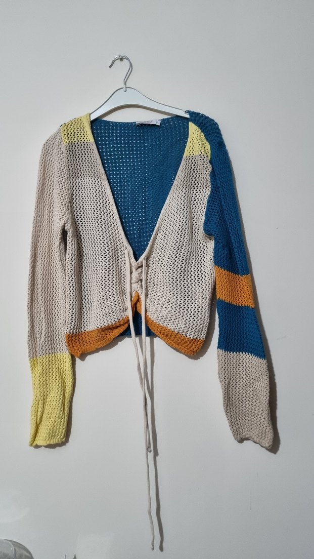 Renkli Örgü Kadın Kazak - Görsel 4